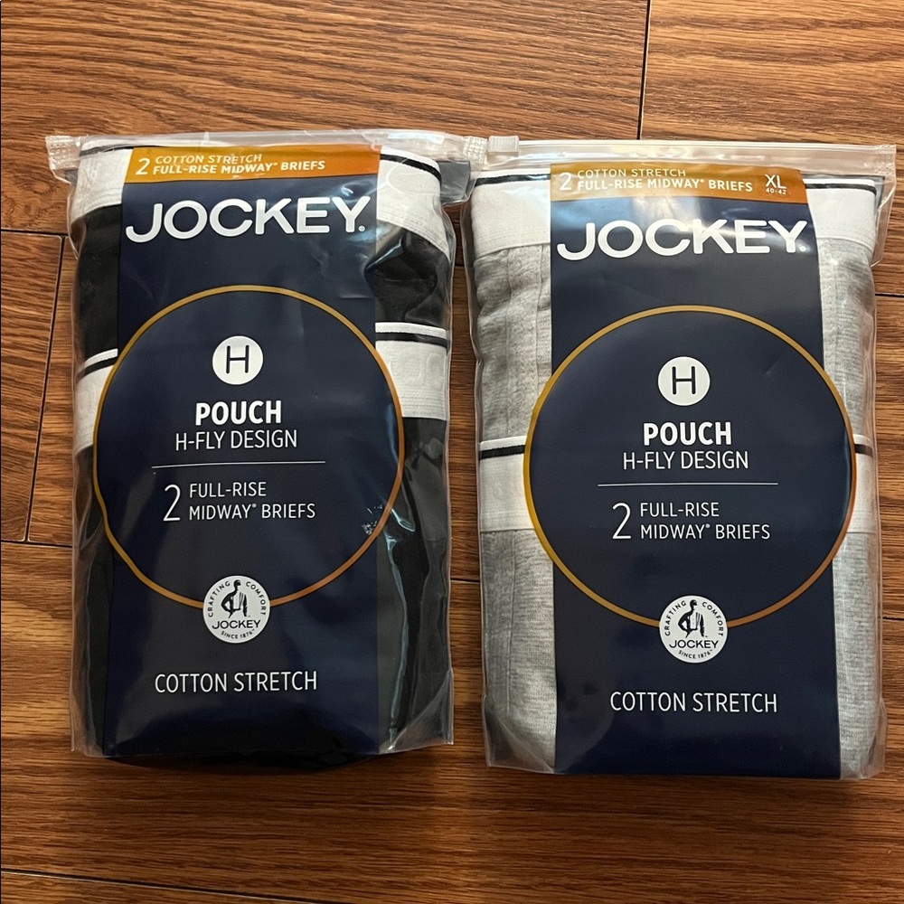 Jockey Black and Gray Midway Briefs Size XL 40-42 2 new pkgs